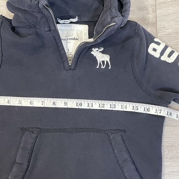 Abercrombie Fitch Hoodie Kids L Spell Out Sleeve Y2K Moose Logo Heavyweight Boys - Picture 7 of 9